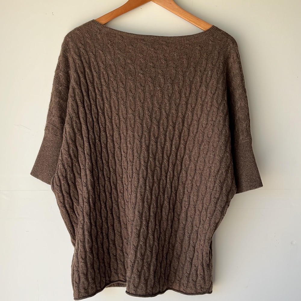 Garnet Hill 100% Cashmere Cable Knit Brown Sweater Size L - Picture 10 of 12
